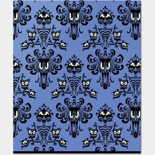 Haunted Mansion Wallpaper Blue Posters and Art